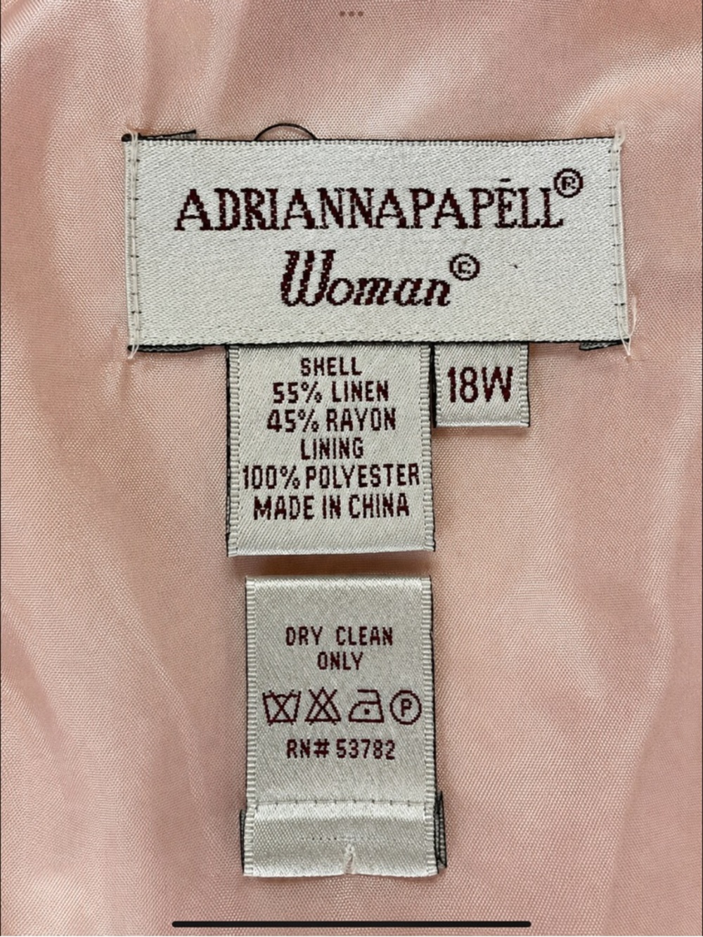 Adrianna Papell Woman 18W Blush Pink Linen Blend Embroidered Midi Dress Plus - Picture 6 of 16